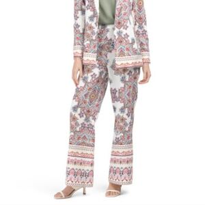 Rachel Zoe Mandala Wide Leg High Rise Pants Linen Womens Size Large Boho Beach